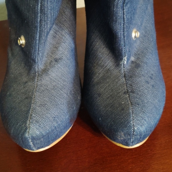Andrea Denim Ankle Boots Zipper Size 7 - Picture 7 of 16